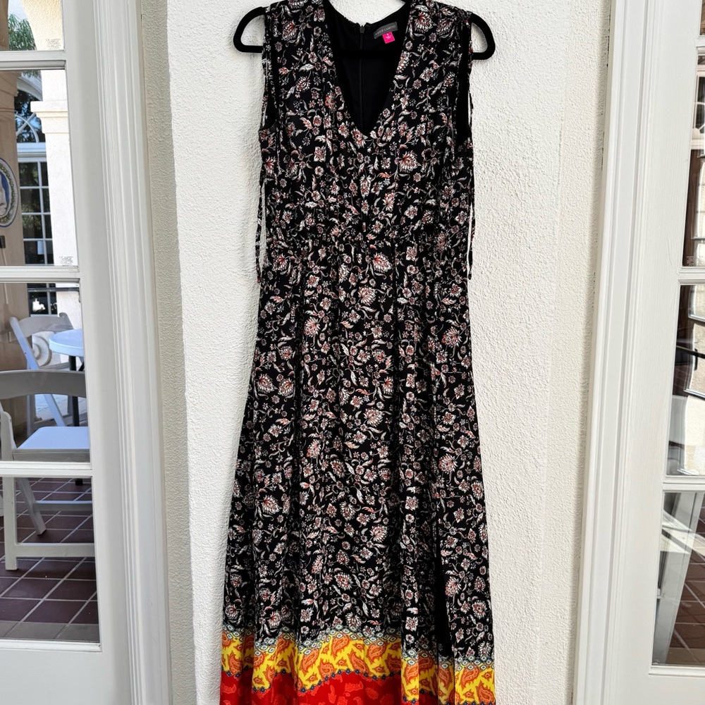 Vince Camuto Black and Red Floral Maxi Dress